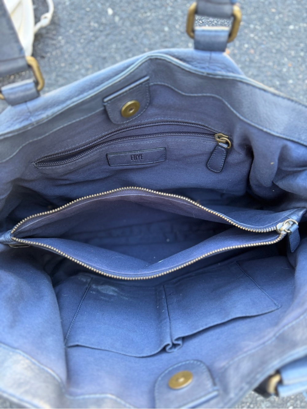 Frye Blue Leather Tote with Gold-Tone Hardware - Picture 8 of 11